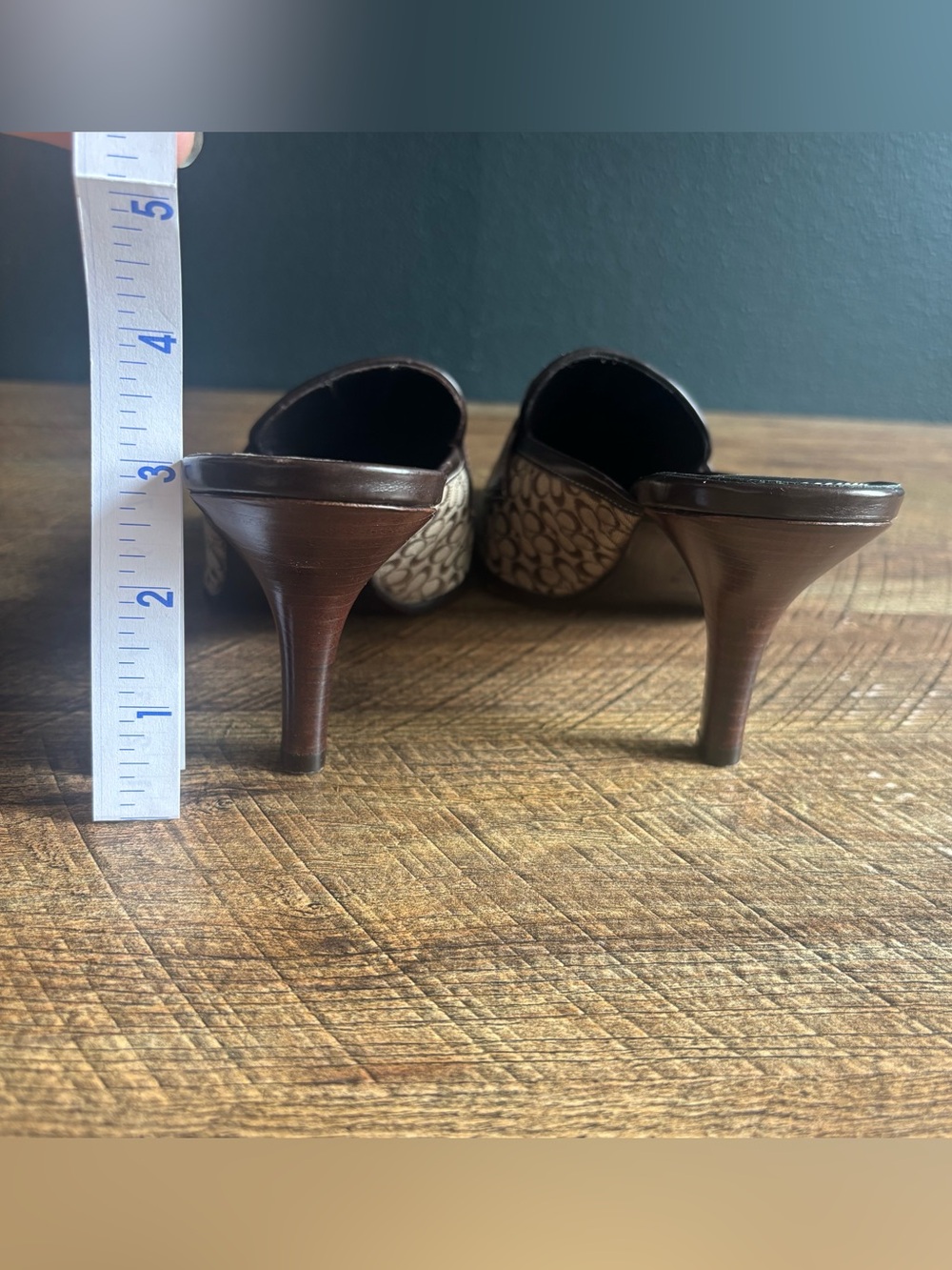 Coach Brown Slip-On Pointed Toe Mule Heels with Buckle - Picture 4 of 5